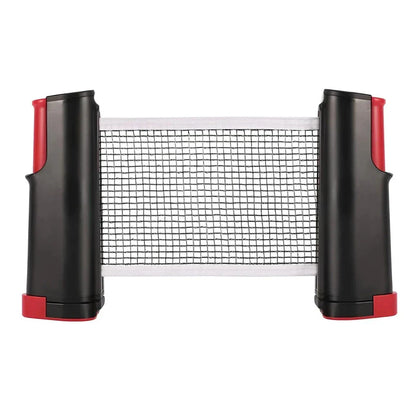 Compact retractable table tennis net that can be set up on any table for instant ping pong action