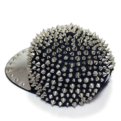 Punk-inspired street hat with pointed metal rivets in various colour combinations, featuring an adjustable and breathable design for versatile wear