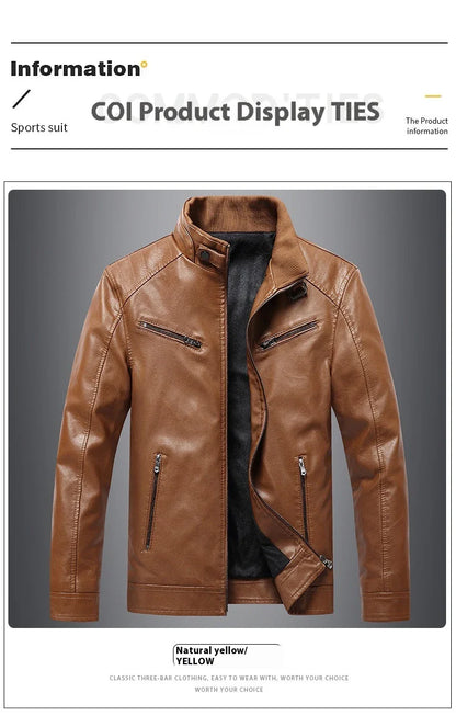 Stylish Fleece-Padded Jacket with PU Leather Accents in Various Colours