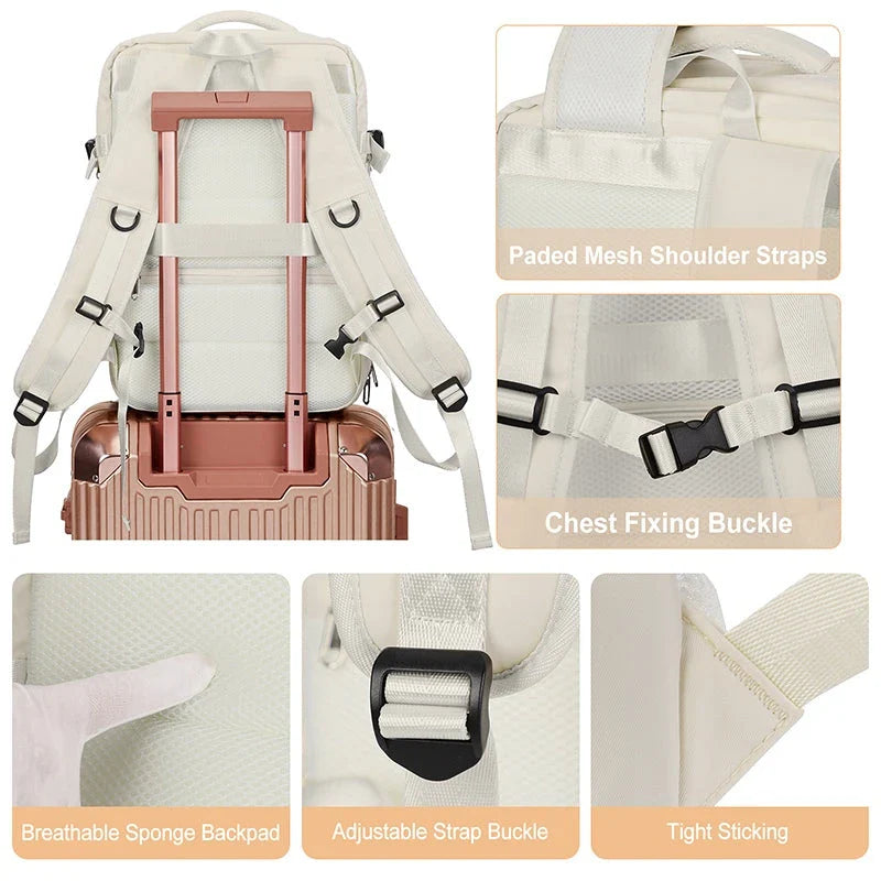Premium Expandable Travel Backpack with Laptop Sleeve, Water-Resistant Nylon, and Adjustable Capacity