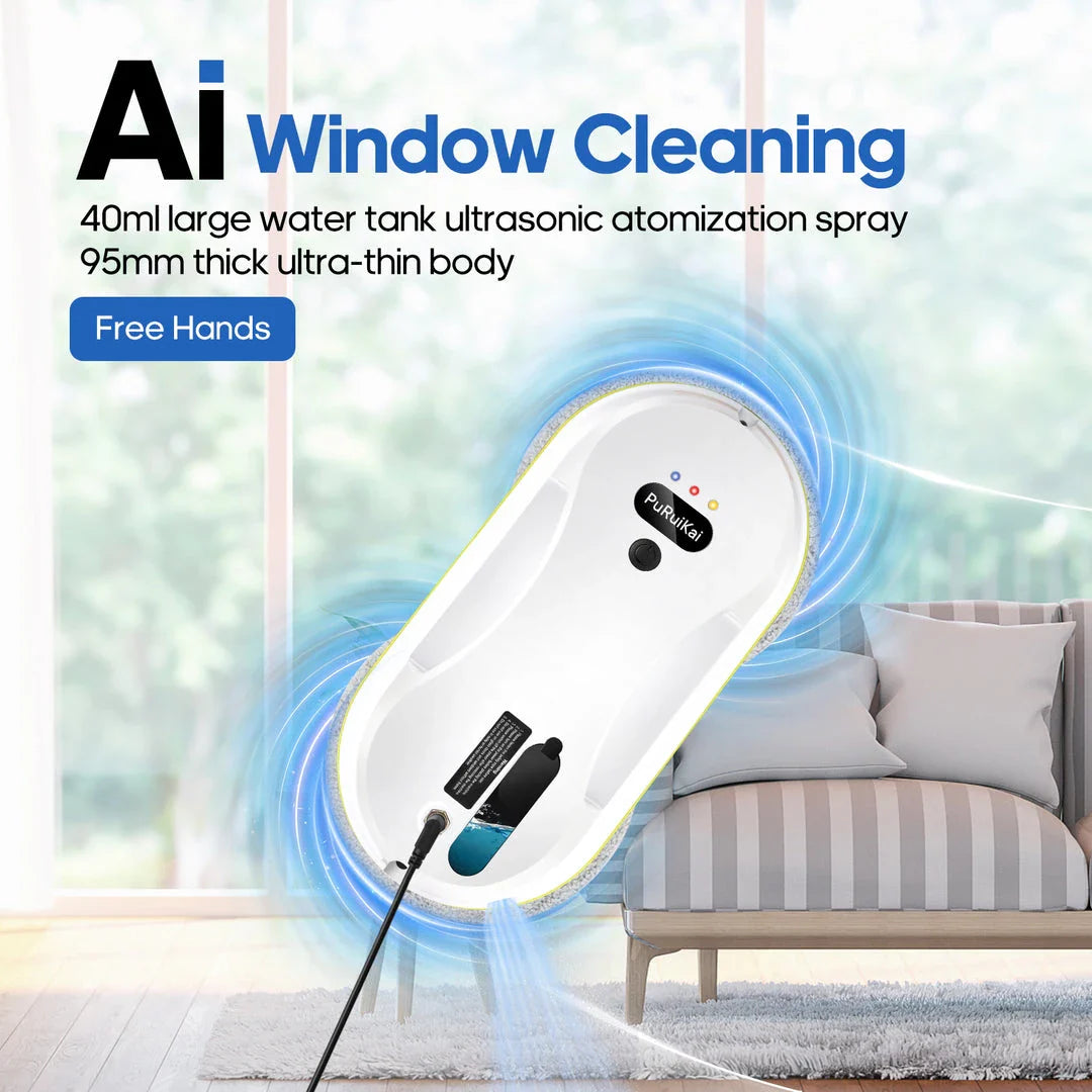 Automated window cleaning robot with remote control and water spray function