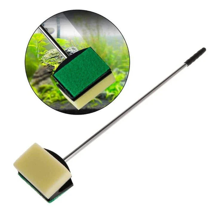 A high-quality stainless steel cleaning brush with a dual-sided sponge for efficient and thorough home cleaning.