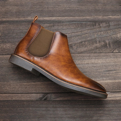 Fashionable British short boots with retro Martin style, featuring a sleek silhouette, durable rubber sole, and premium artificial PU upper
