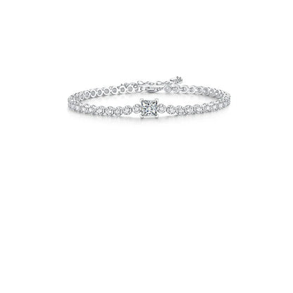 Elegant 925 silver bracelet with a captivating moissanite Rubik's Cube design, perfect for special occasions and everyday wear.