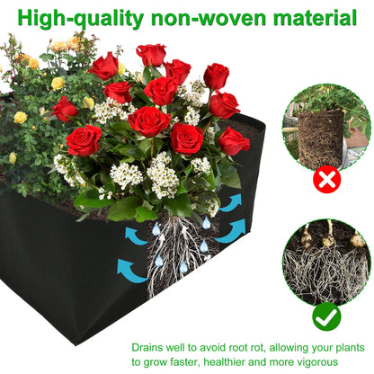 Modular felt raised garden beds with adjustable grid system for growing a variety of plants in small spaces