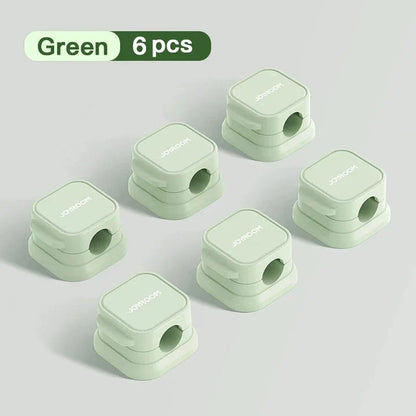 6-pack magnetic cable clips organiser with adjustable cord holder for desk, car, and home use