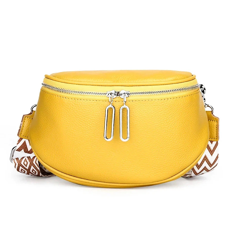 Premium genuine leather tote bag with adjustable strap and interior compartments for fashion-forward women