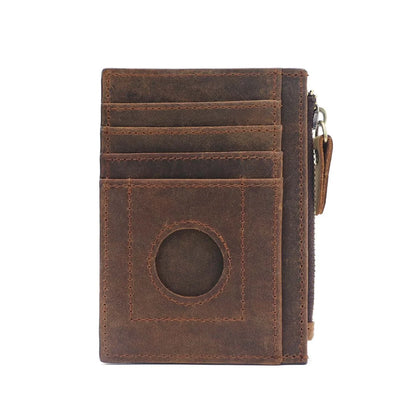 Premium cowhide leather wallet with concealed compartments and zipper closure, designed for secure and organised storage of cards, cash and other essentials.