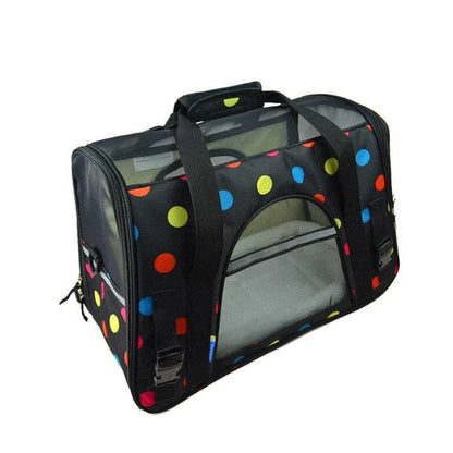 Portable pet carrier bag made of durable nylon with breathable mesh panels for your dog or cat's comfort during travel