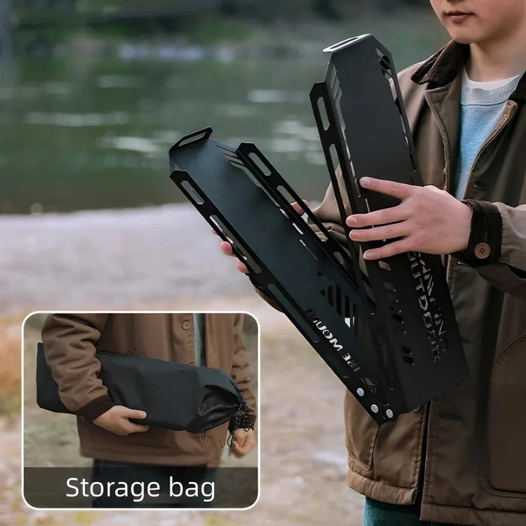 Outdoor Triangular Storage Rack made of durable iron for camping, picnicking, and tailgating