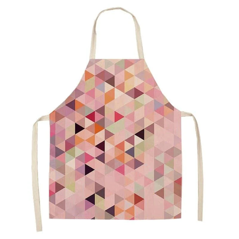 Geometric printed kitchen apron in a stylish design for discerning home chefs in the UK