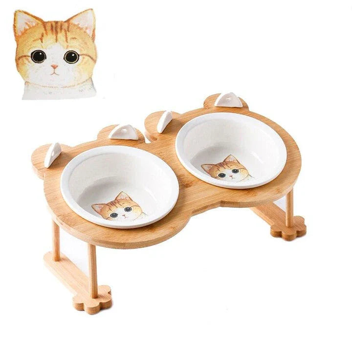 Ceramic Pet Bowl with Tilted Base in various colours, designed for comfort and style