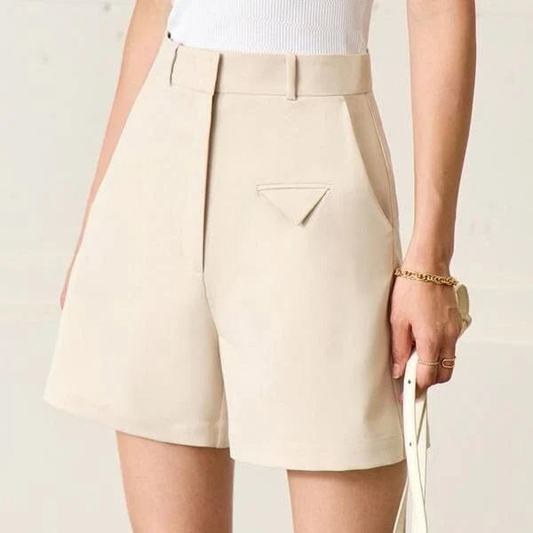 Stylish casual straight shorts in classic black and chic apricot colours, featuring a premium twill fabric blend for comfort and durability.