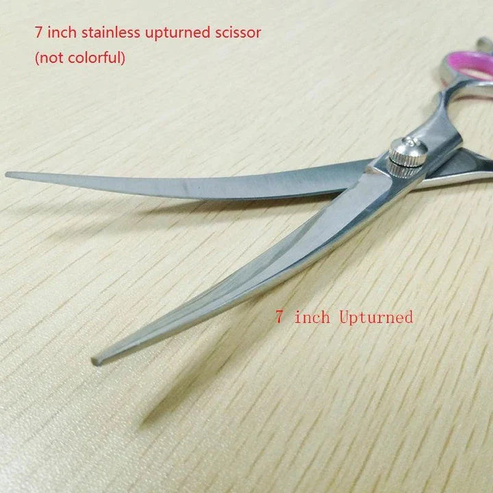 Premium stainless steel grooming scissors for pets, designed for precision cutting and easy handling
