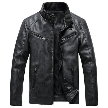 Stylish Fleece-Padded Jacket with PU Leather Accents in Various Colours