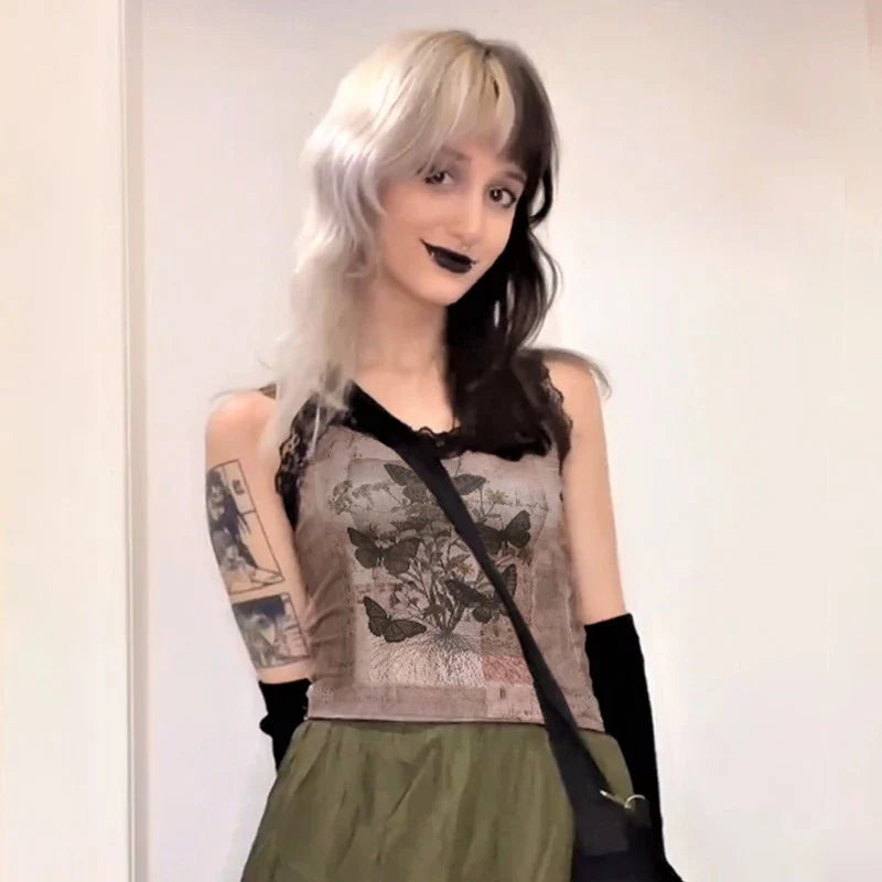 Premium sleeveless top with elegant lace patchwork design, perfect for casual and semi-formal wear