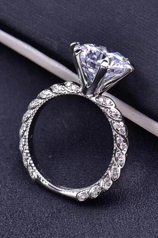 Elegant 5 carat moissanite cocktail ring in platinum-plated sterling silver setting