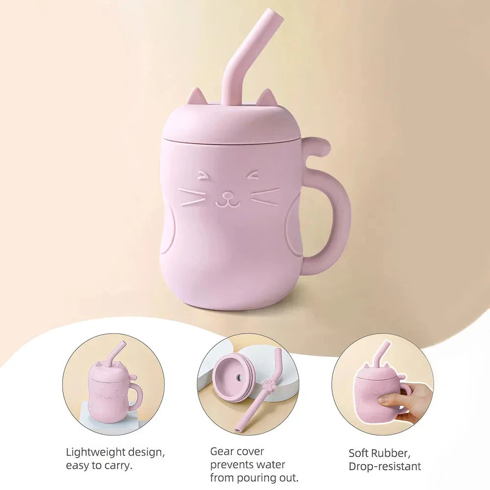 Premium leak-proof baby sippy cup with soft silicone straw and portable snack storage