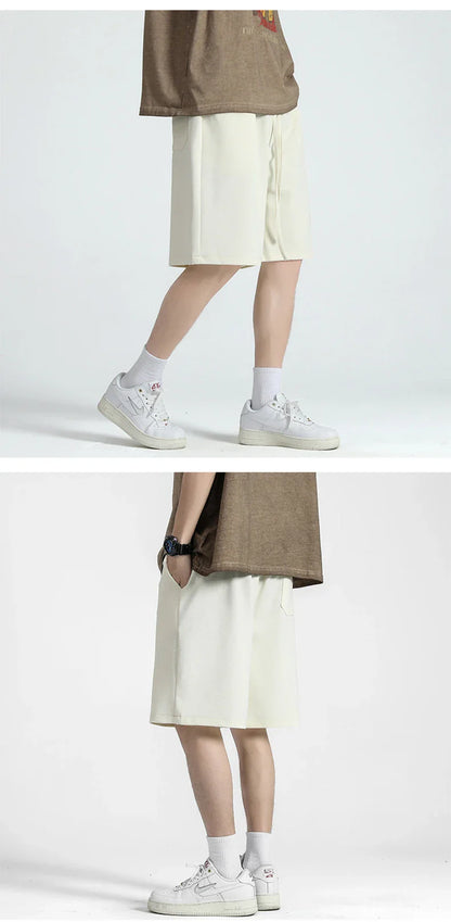 Premium straight-fit drawstring trousers in white, khaki, and black colours for stylish British men