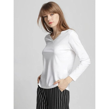 A classic long-sleeved tee in black, made from a premium blend of silk, cotton, and microfiber for a comfortable and elegant look.