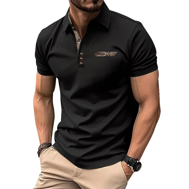 Premium short-sleeve sports shirt for men, featuring a button-down design and breathable, durable polyester fabric