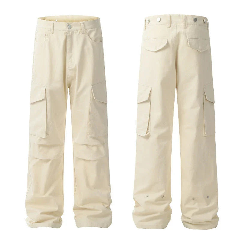 Premium men's overalls with innovative three-dimensional pleated design and large pockets, made from durable cotton fabric