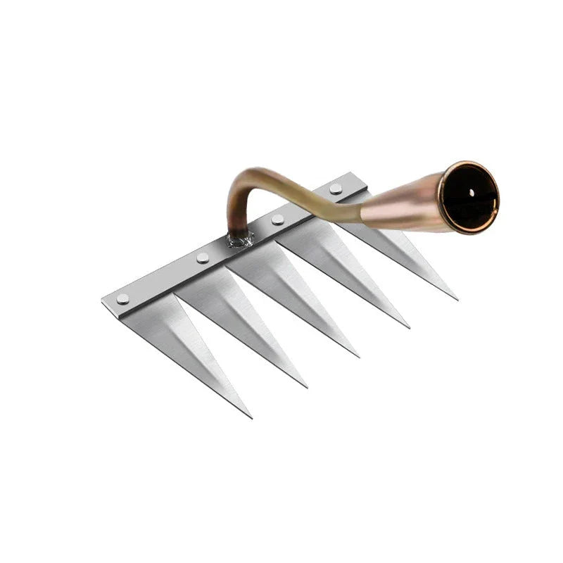 Premium multi-purpose gardening hoe with high carbon steel construction and a range of tooth count options for versatile weeding and soil preparation tasks