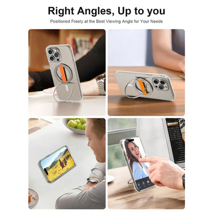 A premium 360-degree magnetic ring phone holder with wireless charging capabilities, made from high-quality aluminium alloy.