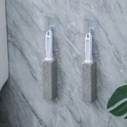 Eco-friendly pumice stone toilet cleaning brush with sturdy ergonomic handle for effective, chemical-free bathroom cleaning