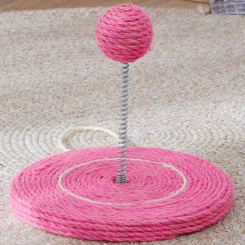 Premium cat scratch board with sisal material and interactive ball toy for feline entertainment and furniture protection