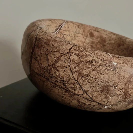 Rainforest Brown Marble Bowl - Unique Nested Design, Durable Marble Construction, Versatile Functionality for Serving, Display, and Decor
