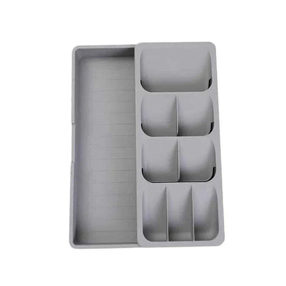 Premium food-grade kitchen cabinet organiser with adjustable trays and compartments for efficient storage of cutlery, spices, and cooking essentials