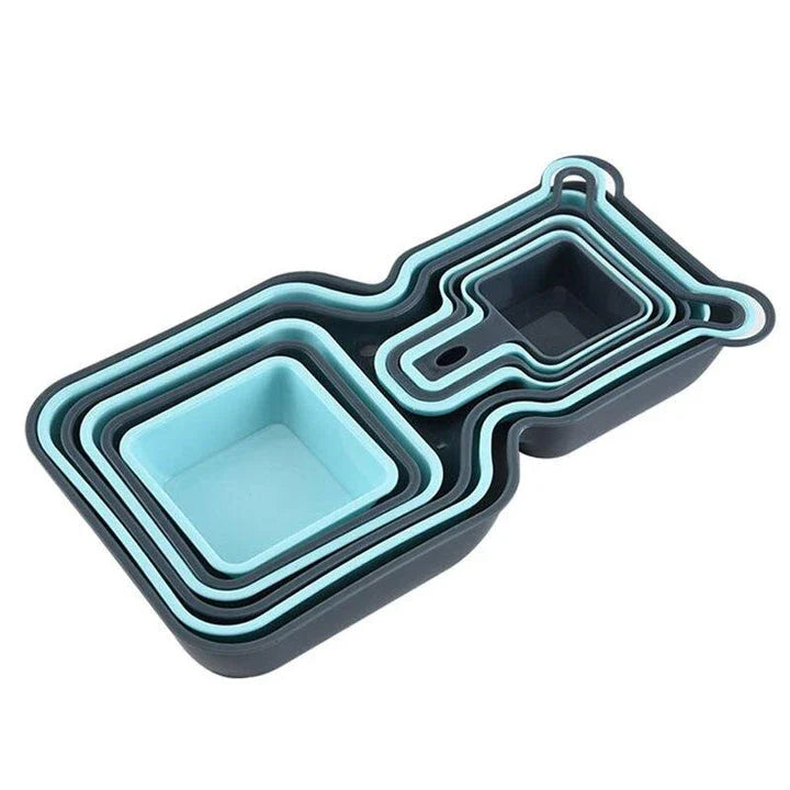 Premium 10-piece mixing bowl and serving plate set in stylish blue-grey colour