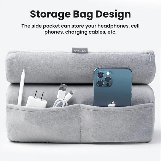 Adjustable tablet and phone stand with foldable, portable design for hands-free viewing on any surface