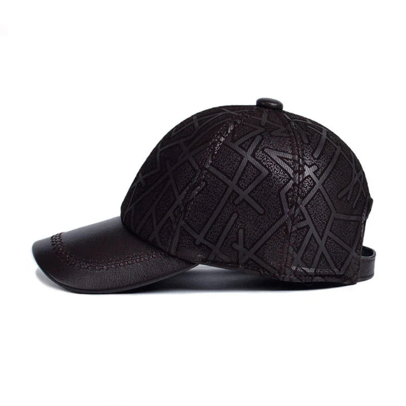 Premium leather baseball cap with adjustable fit and sheepskin construction for a stylish and comfortable all-season accessory
