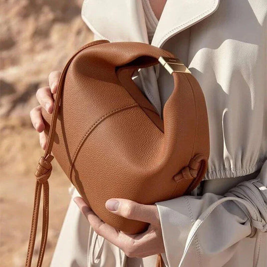 Elegant and Versatile Leather Dumpling-Shaped Tote Bag in White Colour