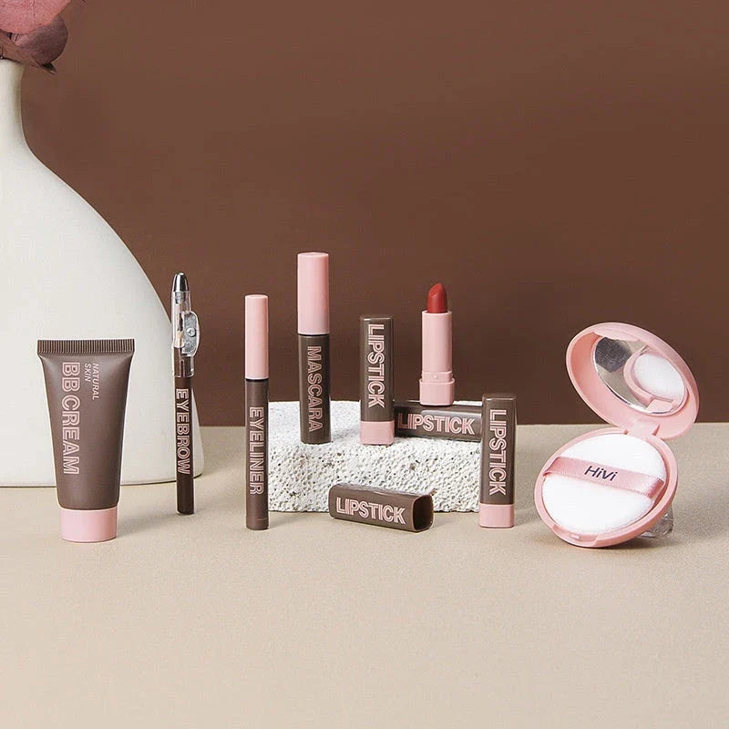 Chic Makeup Set with Matte Lipsticks, Honey Powder, and Eye Makeup Essentials