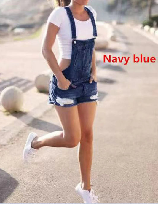 Premium British-made denim overalls shorts in classic blue hues, featuring adjustable suspenders for a tailored fit