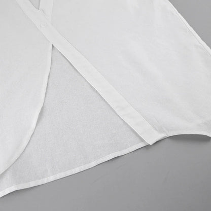 Relaxed-fit white casual set with shorts, featuring a loose, comfortable design made from premium cotton for all-day style and comfort.