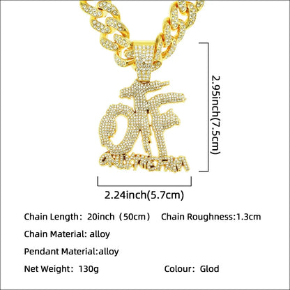 Exquisite diamond-inlaid letter pendant necklace with adjustable Cuban chain in gold and silver colour options