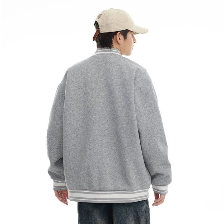 American Retro Embroidered Baseball Jacket with Vintage-Inspired Design and Relaxed Fit