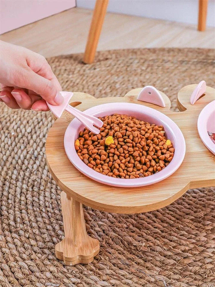 Ceramic Pet Bowl with Tilted Base in various colours, designed for comfort and style