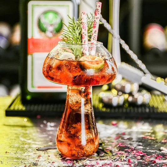 Premium 250ml Mushroom-Shaped Cocktail Glass made from high-quality transparent glass, perfect for elegant drinks and entertaining