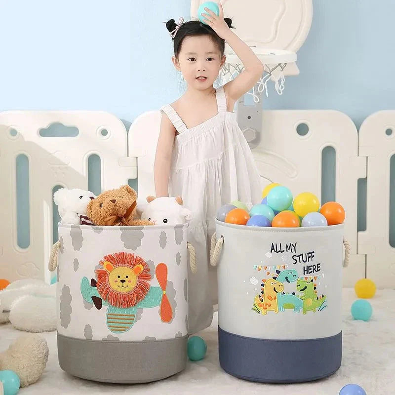 Premium Folding Linen Storage Basket with sturdy handles and iron support ring for versatile organisation and clutter-free spaces