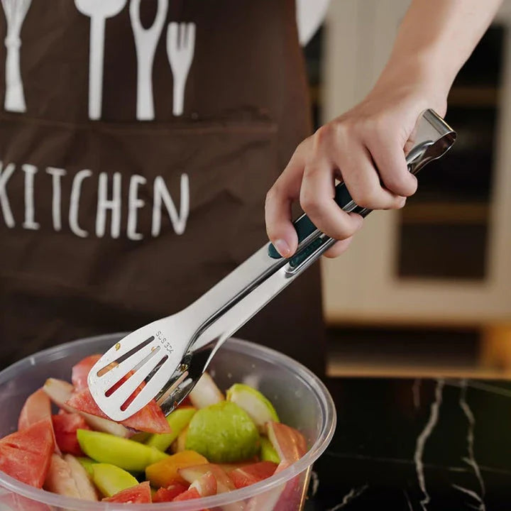 Premium non-slip stainless steel food tongs with ergonomic design for safe and efficient cooking and serving in the kitchen