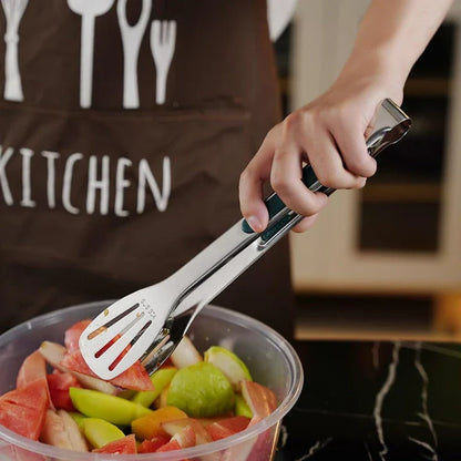 Premium non-slip stainless steel food tongs with ergonomic design for safe and efficient cooking and serving in the kitchen