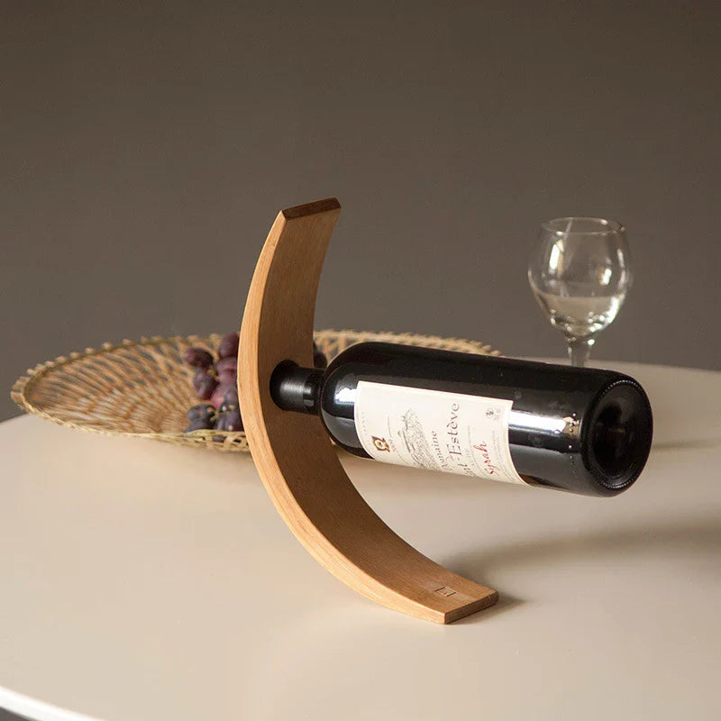 Elegant British-made solid wood wine rack with polished finish, showcasing wine bottles in a modern home setting