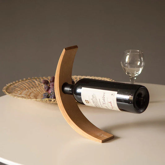 Elegant British-made solid wood wine rack with polished finish, showcasing wine bottles in a modern home setting