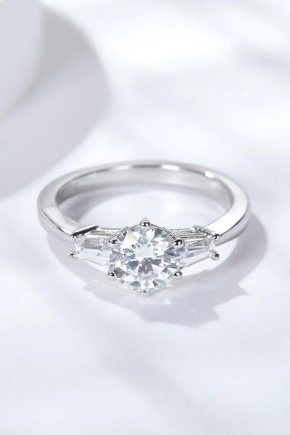 Captivating moissanite and platinum-plated ring with a sleek, minimalist design