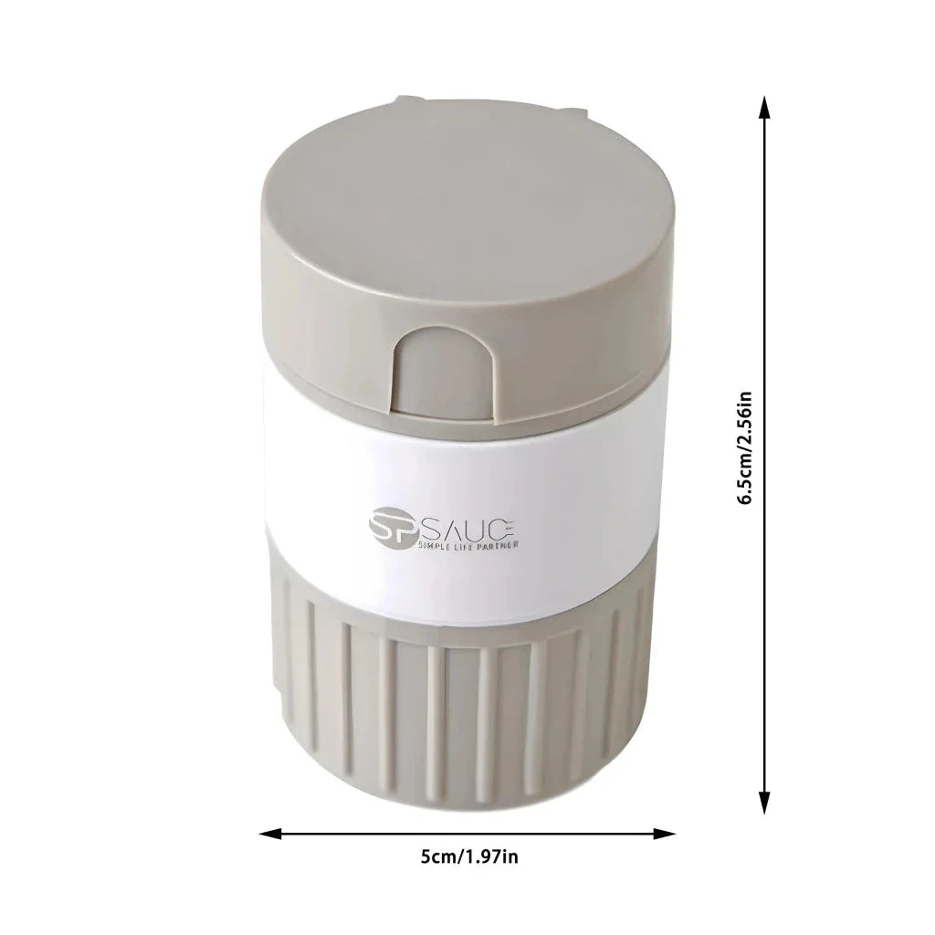 4-in-1 Portable Pill Grinder and Cutter with Pill Cutting Grid, Tablet Grinding Mechanism, and Tiered Storage Compartments